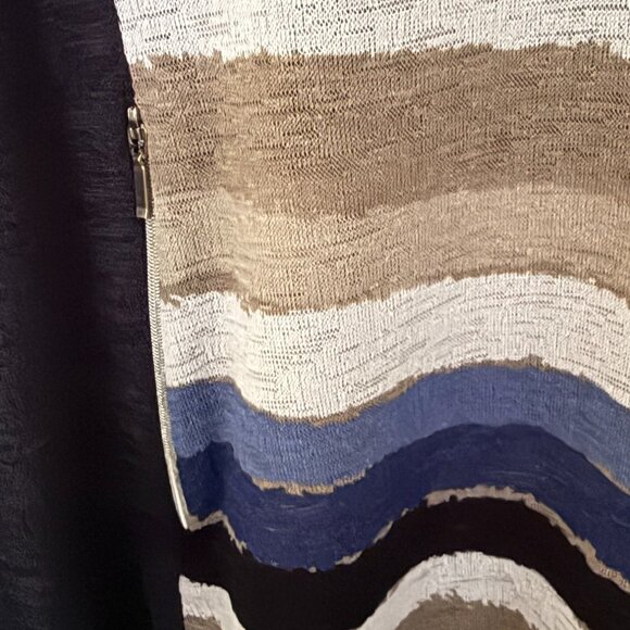 Summer Weight Knit Tunic Round Neck Short Sleeves Navy Stripe XL - Picture 2 of 4